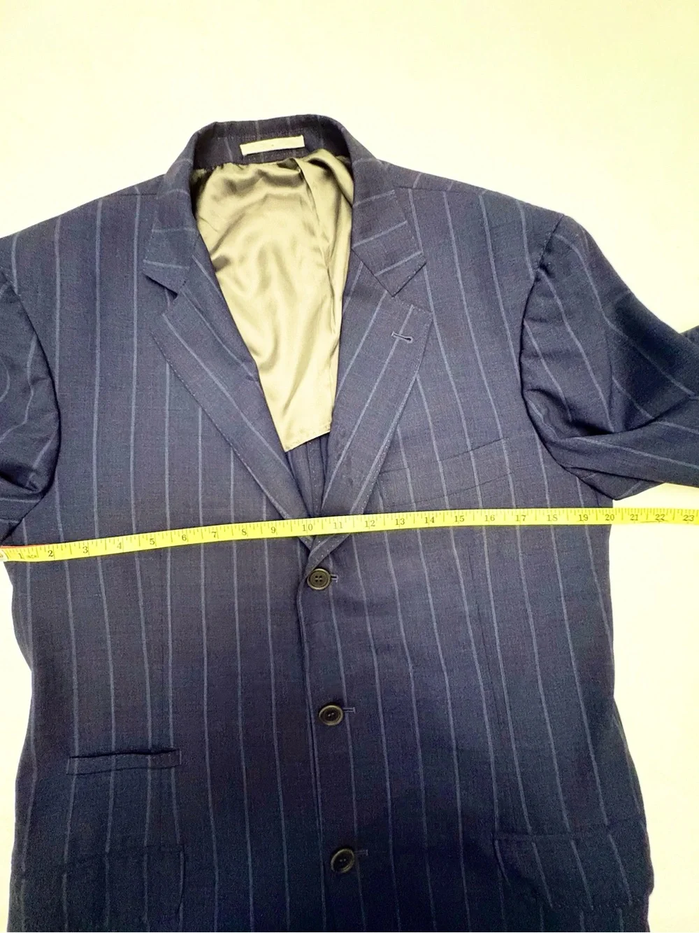 Brunello Cucinelli Men’s 100% Wool Navy Pinstripe Blazer Size 52 US 42